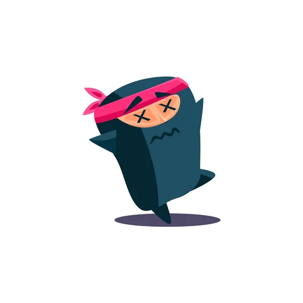 Ninja emocional lindo moribundo — Vector de stock