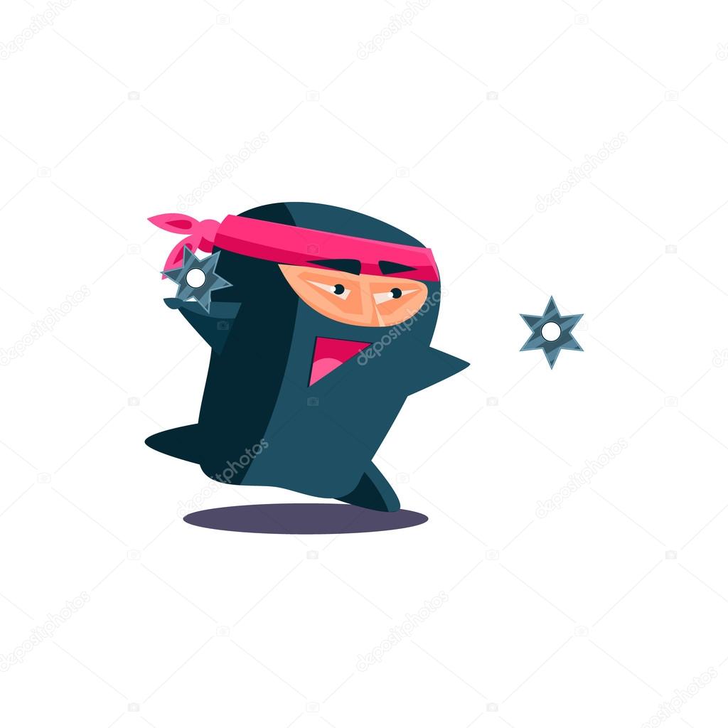 Cute Emotional Ninja Throwing a Shuriken