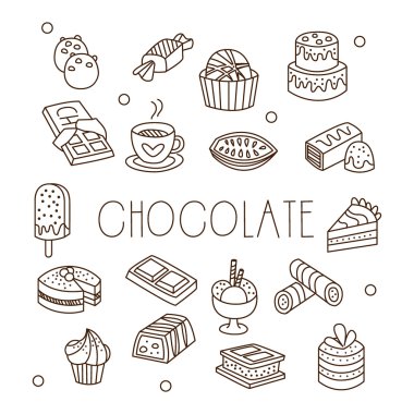 Chocolate and Sweets in Handdrawn Style. Vector Illustration clipart