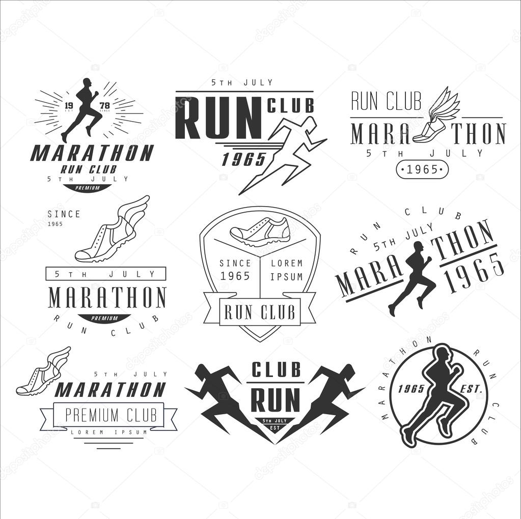 Running club labels, emblems and design elements vector