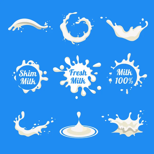 Logo mléko a popisky vzory s nápisy — Stockový vektor
