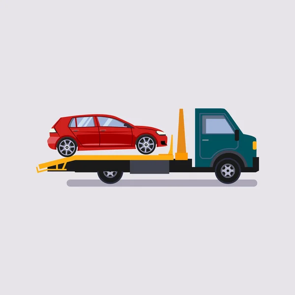 Wegenwachtdiensten tow vrachtwagen illustratie auto — Stockvector