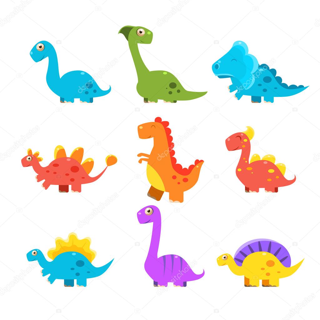 Small Colourful Dinosaur Set. Cute Vector Collection