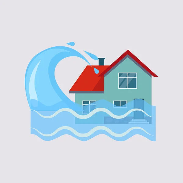Flood House Insurance Vector Illustartion — Stock Vector