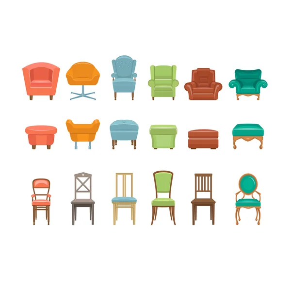 Furniture for Sitting Icons — Stock Vector