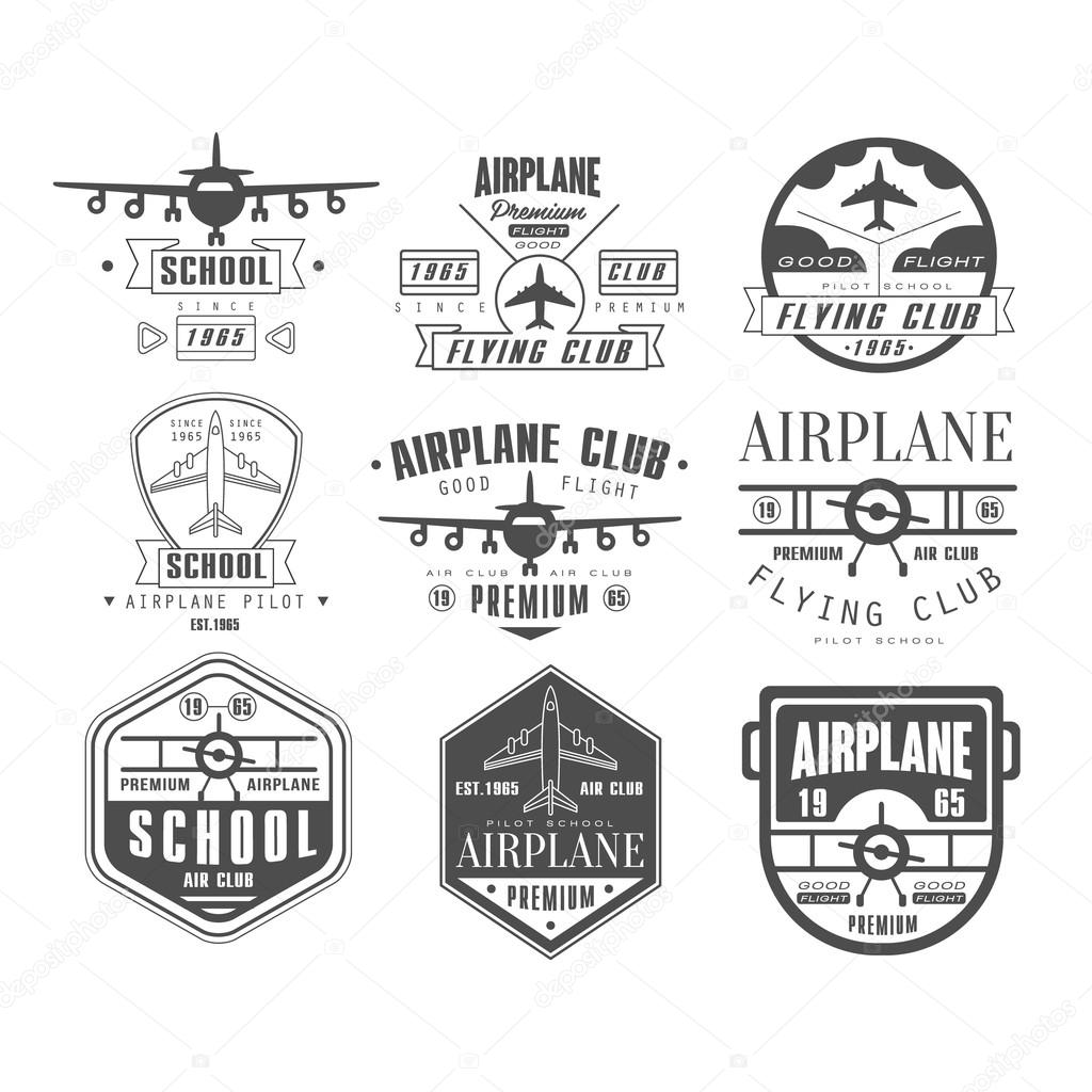Monochrome Airplane Club Emblems