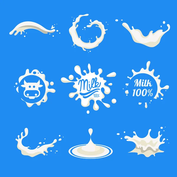 Melk Logo en Labels ontwerpen met letters — Stockvector