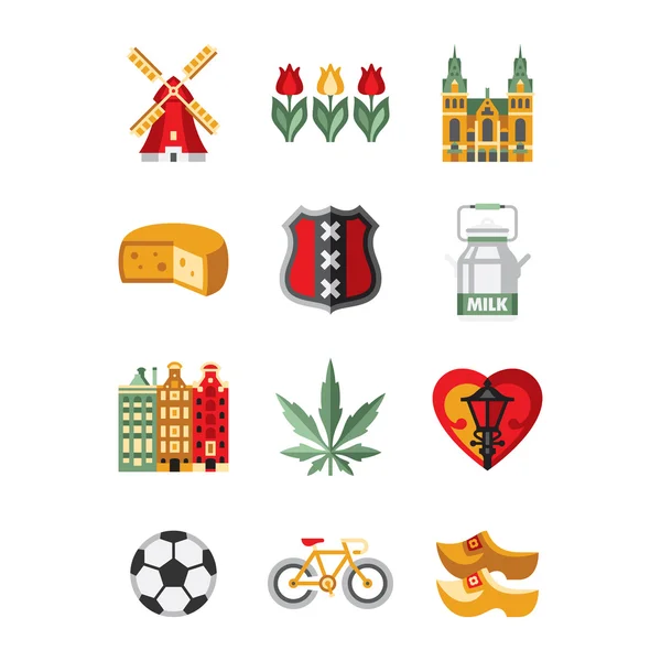 Netherlands Symbols and Landmarks — 图库矢量图片