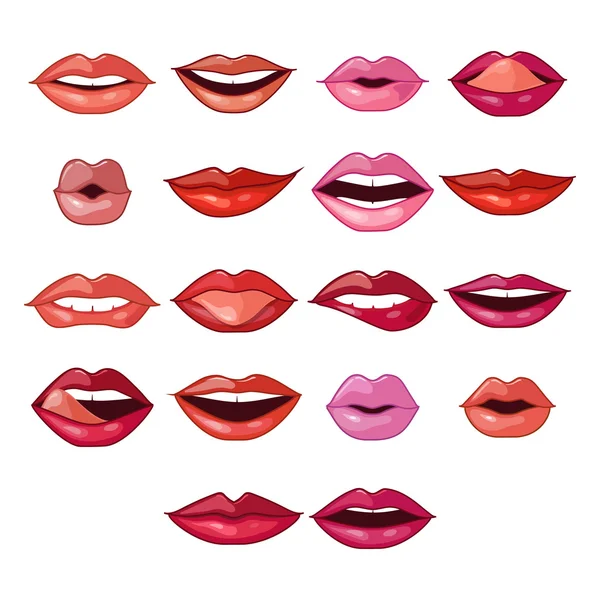 Lips Expressions and Shapes — Stock Vector