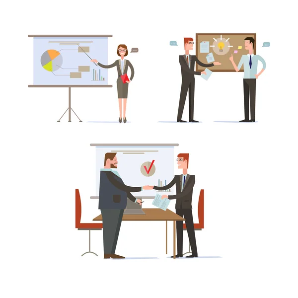 Businessman Presentations and Charts. — Stock Vector