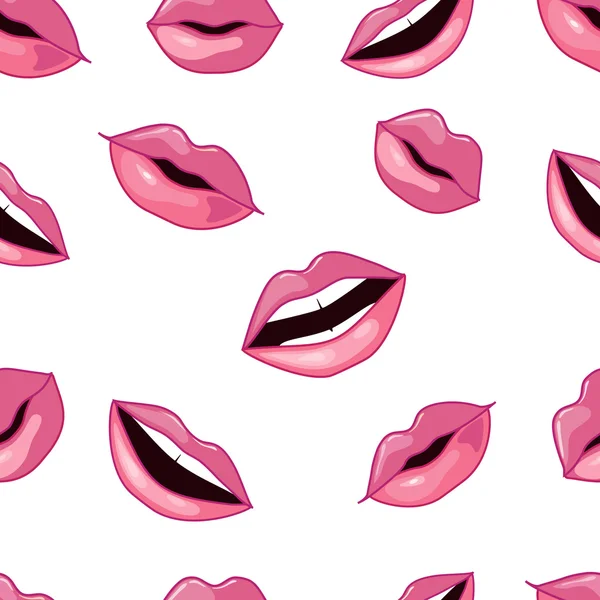 Rosa Lippen nahtloses Muster. — Stockvektor