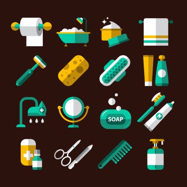 Hijyenik ve banyo Icons Set