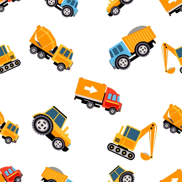 Work Trucks Seamless Pattern. — Stock Vector