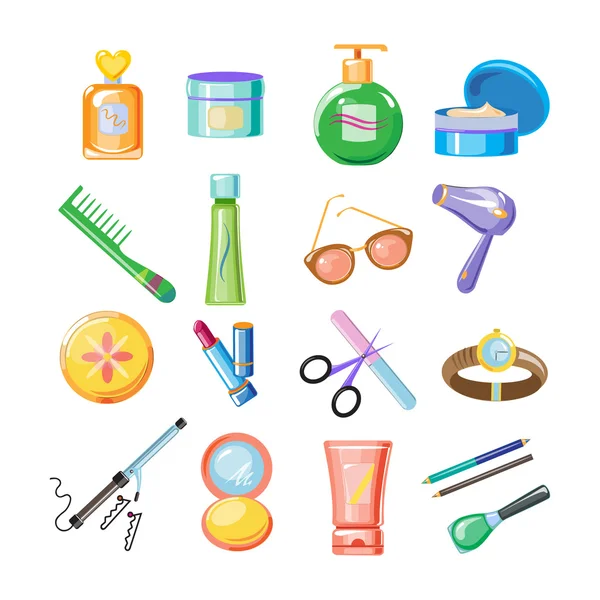 Cosmetica pictogrammen. Vector illustratie Set — Stockvector