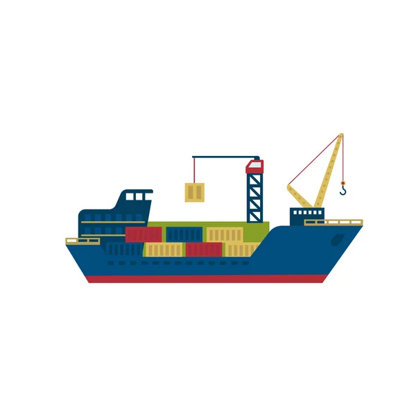 Tanker Cargo Ship with Containers — Stock Vector