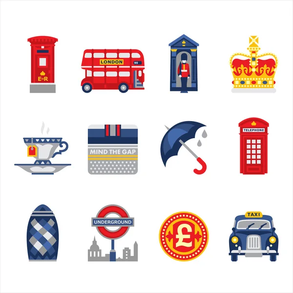 London und england icon set — Stockvektor