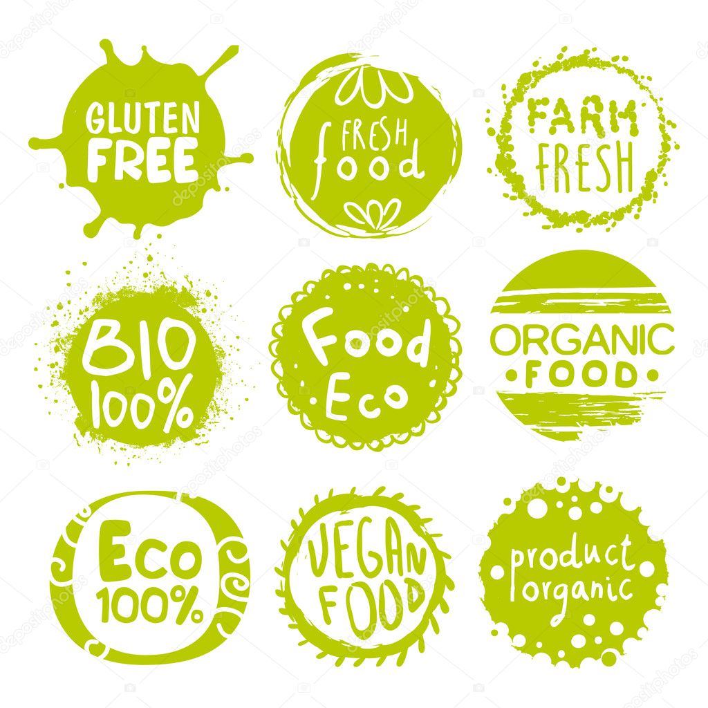 Green Eco Food Lables Set