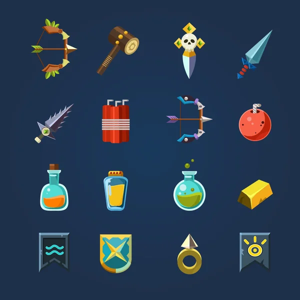 Recursos del juego Iconos Flat Vector Set — Vector de stock