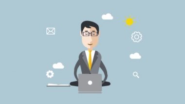 Çoklu görev ve çok beceri ile işadamı.