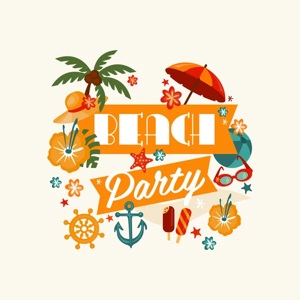 Brach Party Banner with Lettering — Stock Vector