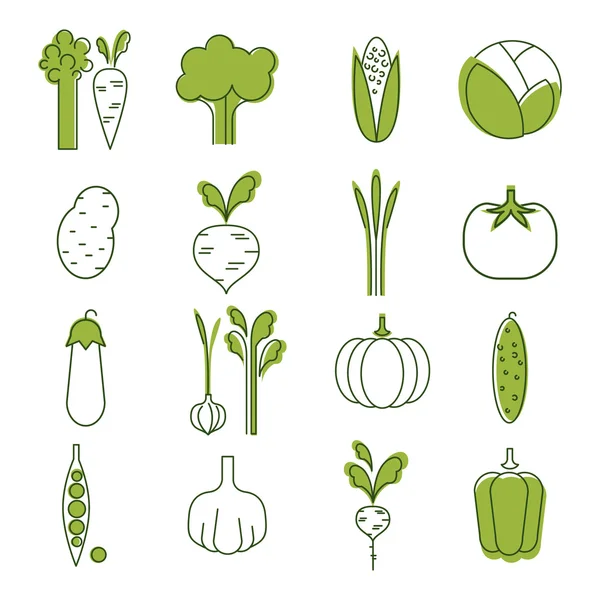 Ensemble de légumes simples . — Image vectorielle