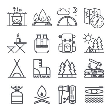 Set of Camping Equipment Symbols clipart
