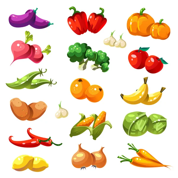 Vector de iconos de alimentos ecológicos — Vector de stock