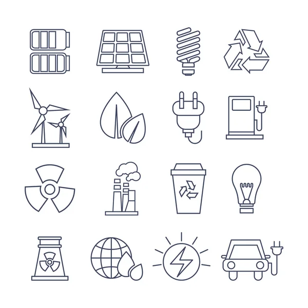 Hand Drawn Eco Energy Icons — Stock Vector