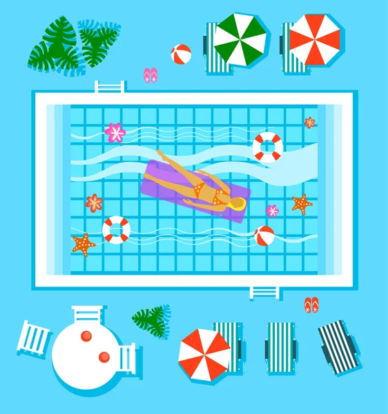 Swimming Pool in Top View — Stock Vector