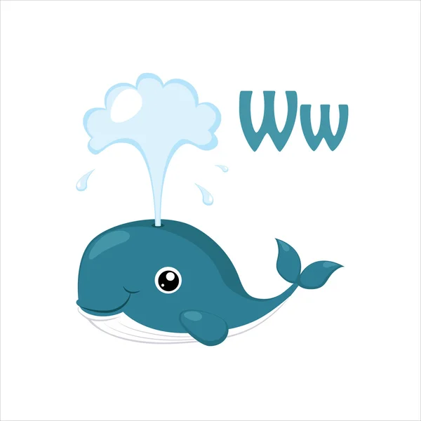 Walvis. Grappige alfabet — Stockvector