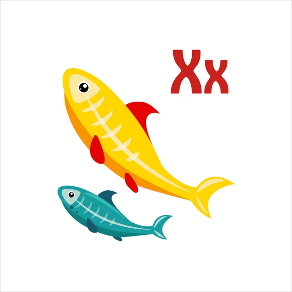 X-Ray Tetra. Grappige alfabet — Stockvector