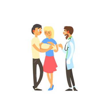 Annem ve babam doktor bebek ile resepsiyonda üzerinde