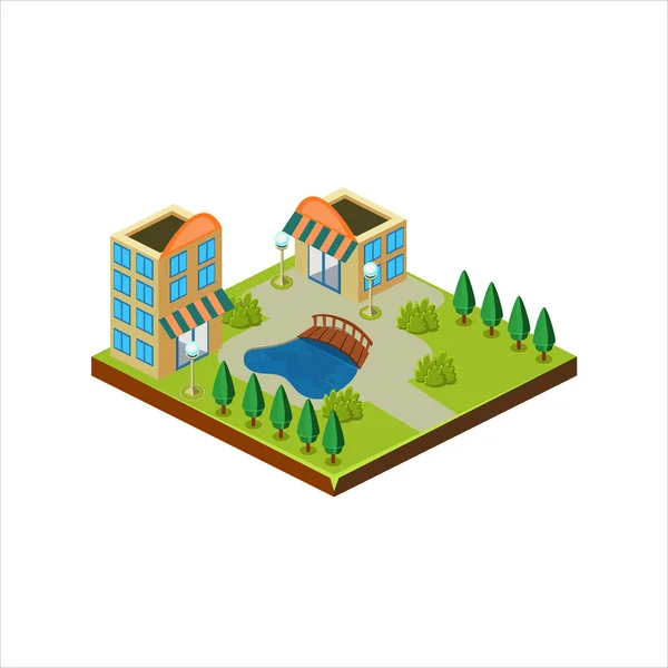 Icono isométrico que representa las casas modernas — Vector de stock