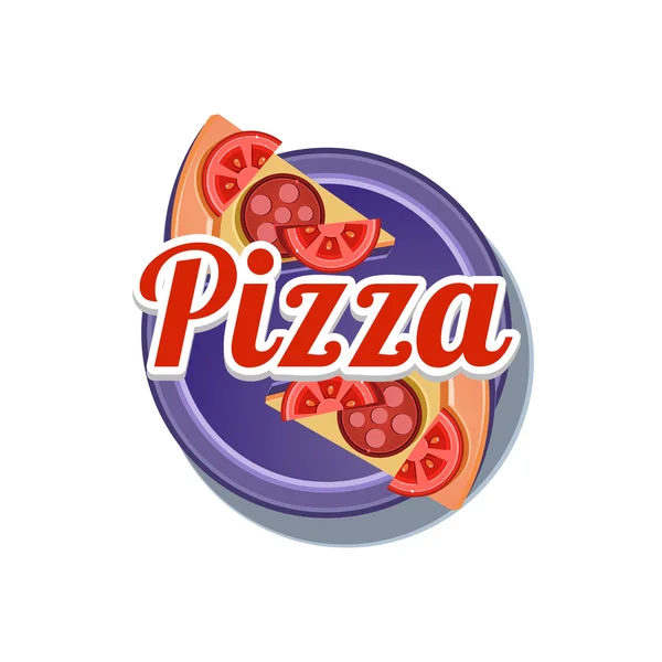 Pizza Sticker. Vector Illustration — Stock Vector