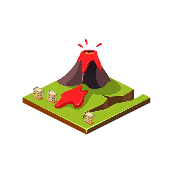 Volcano Eruption and Lava. Natural Disaster Icon. Vector Illustration — Stock Vector