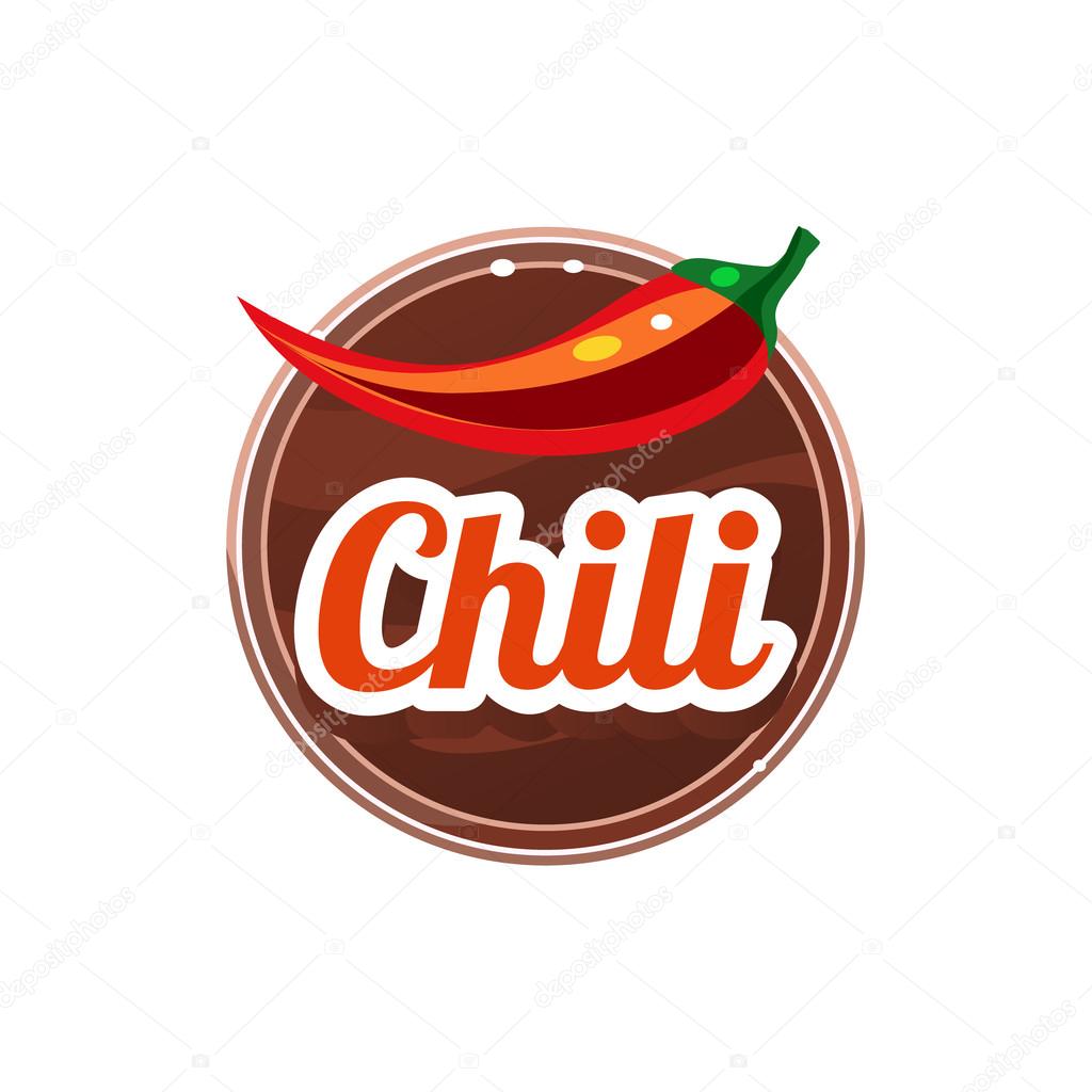 Chili Spice. Decorative Vector Illustration Stickers with wooden texture and names of spices