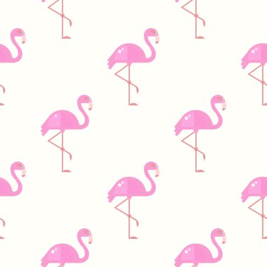 Flamingo kuşu arka plan. Retro Dikişsiz desen vektör