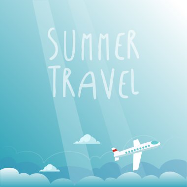 Yaz seyahat uçakla. Vektör çizim