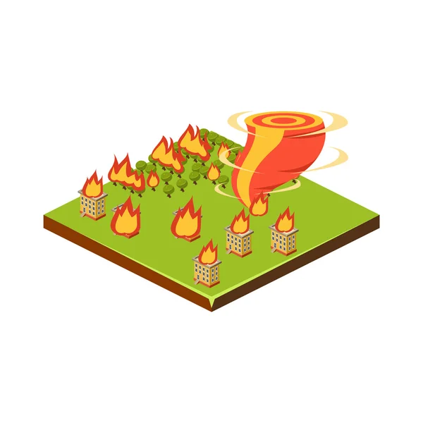 Oheň a Tornado. Přírodní katastrofy ikona. Vektorové ilustrace — Stockový vektor