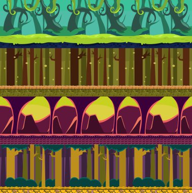 Kesintisiz yatay, çizgi film fantastik arka plan ayarlamak