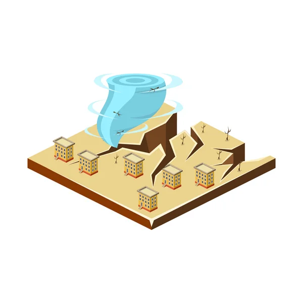 Földrengés és tornádó. Természeti katasztrófa ikonra. Vektoros illusztráció — Stock Vector