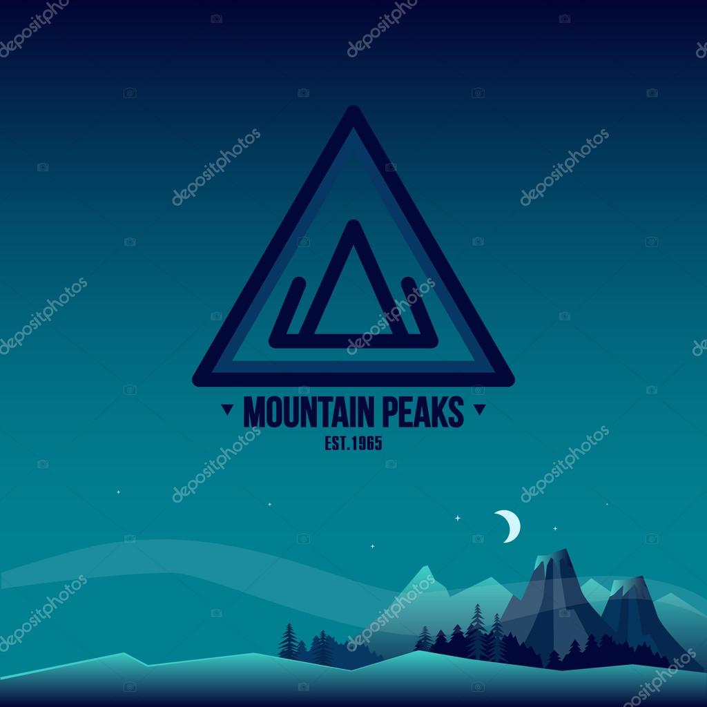 Mountain Peaks. Logo and Landscape Vector Illustration