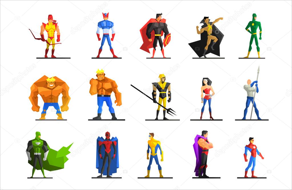 Superheroes in Different Poses and Costumes