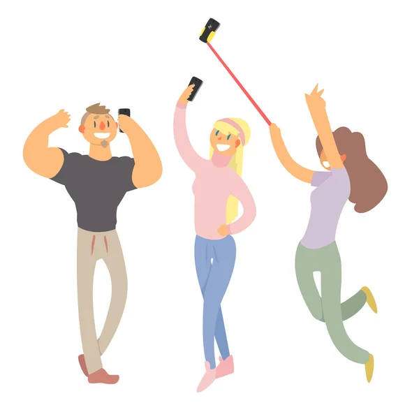 People Making Selfie. — Stock Vector