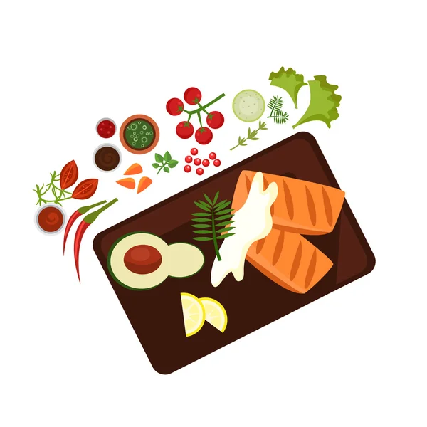 Filete cocido en la placa . — Vector de stock