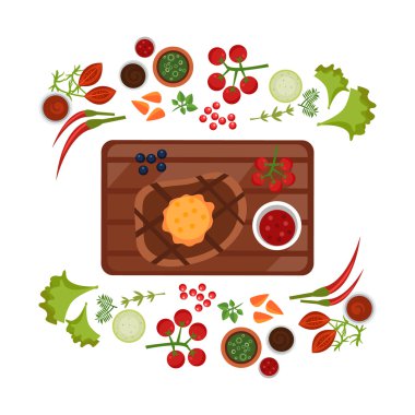 Barbekü biftek plaka üzerinde.