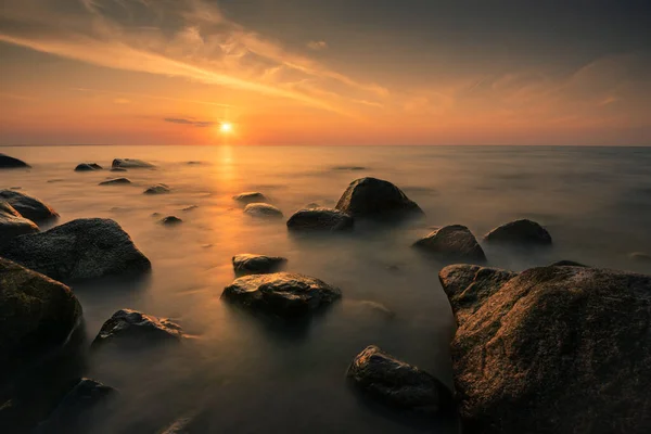 Pedras Piastowskie Mar Báltico Pôr Sol Polónia — Fotografia de Stock