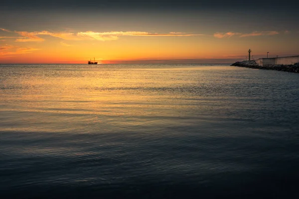 Altes Schiff Sonnenuntergang Über Der Ostsee Polen — Stockfoto