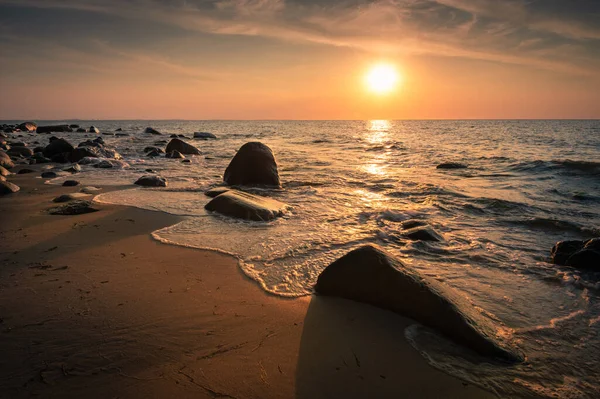 Mer Baltique Coucher Soleil Pologne — Photo