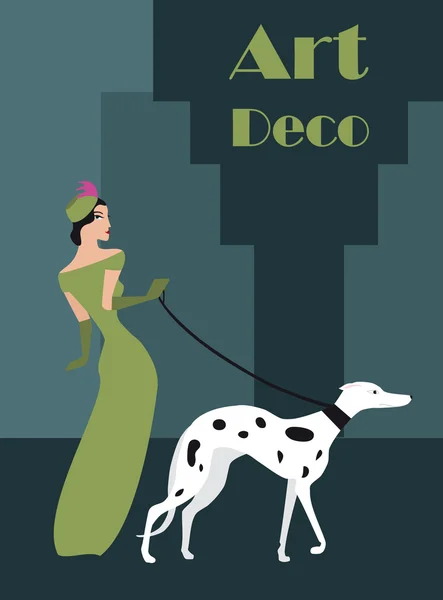 Illustration of a woman with a dog Vector Graphics